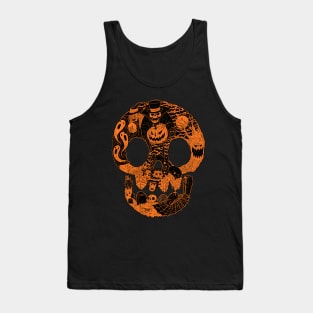 Spooky Skull Orange Tank Top